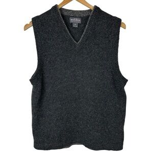 Woolrich Wool Nylon Charcoal Gray V Neck Sweater Vest